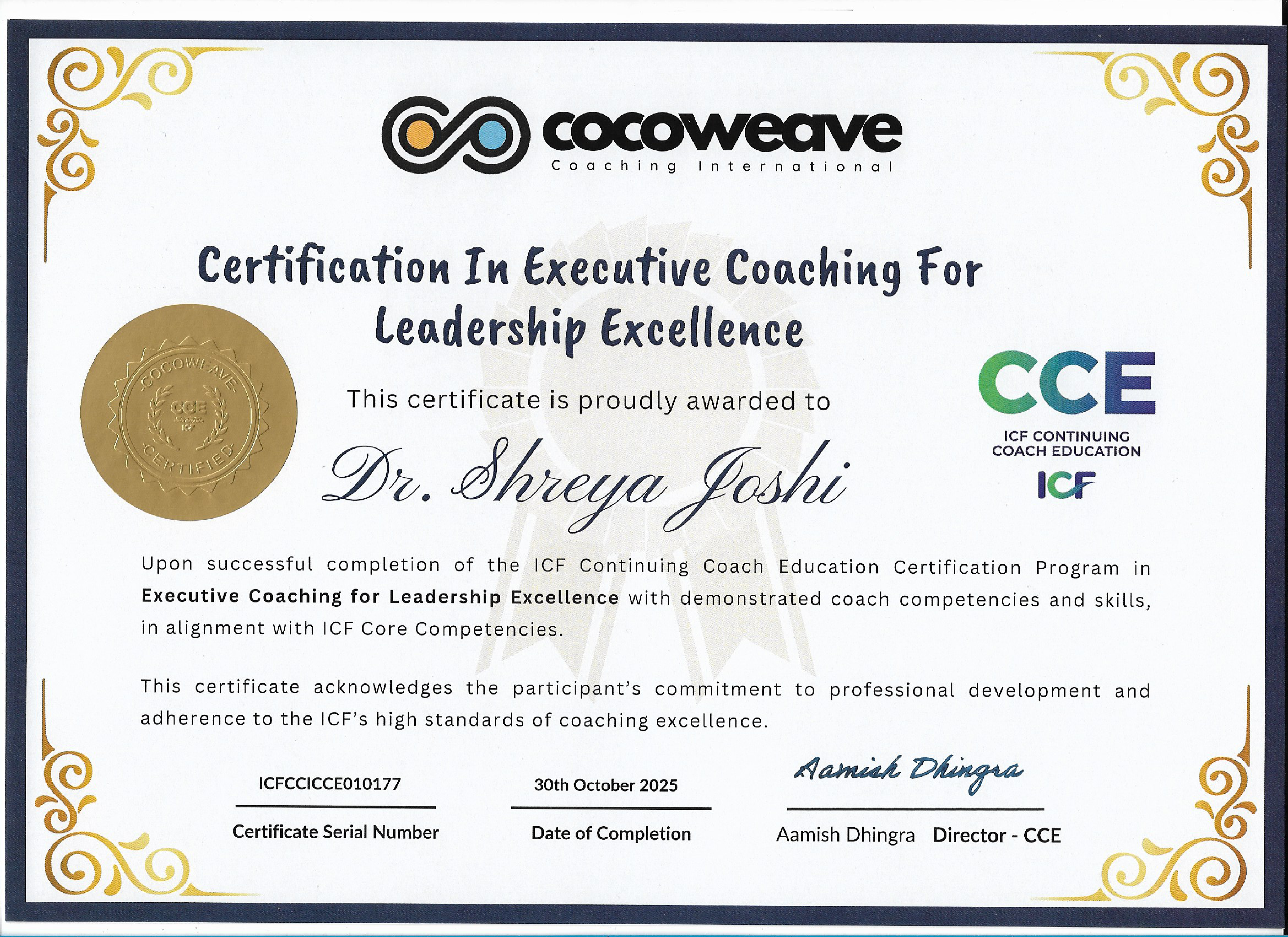 ICF Certified Executive Coach Certificate